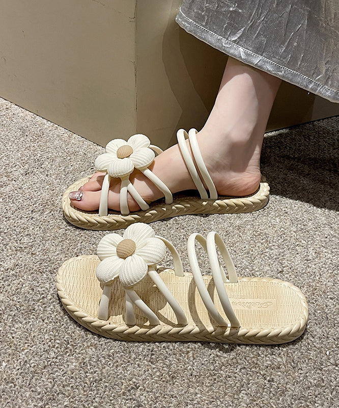 Strandurlaub Grüne Spleißen Floral Slide Sandalen Peep Toe AA009