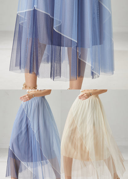 Beautiful Apricot High Waist Patchwork Tulle Skirts Summer YU1028