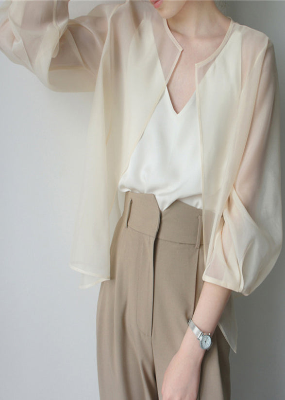 Beautiful Apricot Organza UPF 50+ Cardigans Summer TZ014