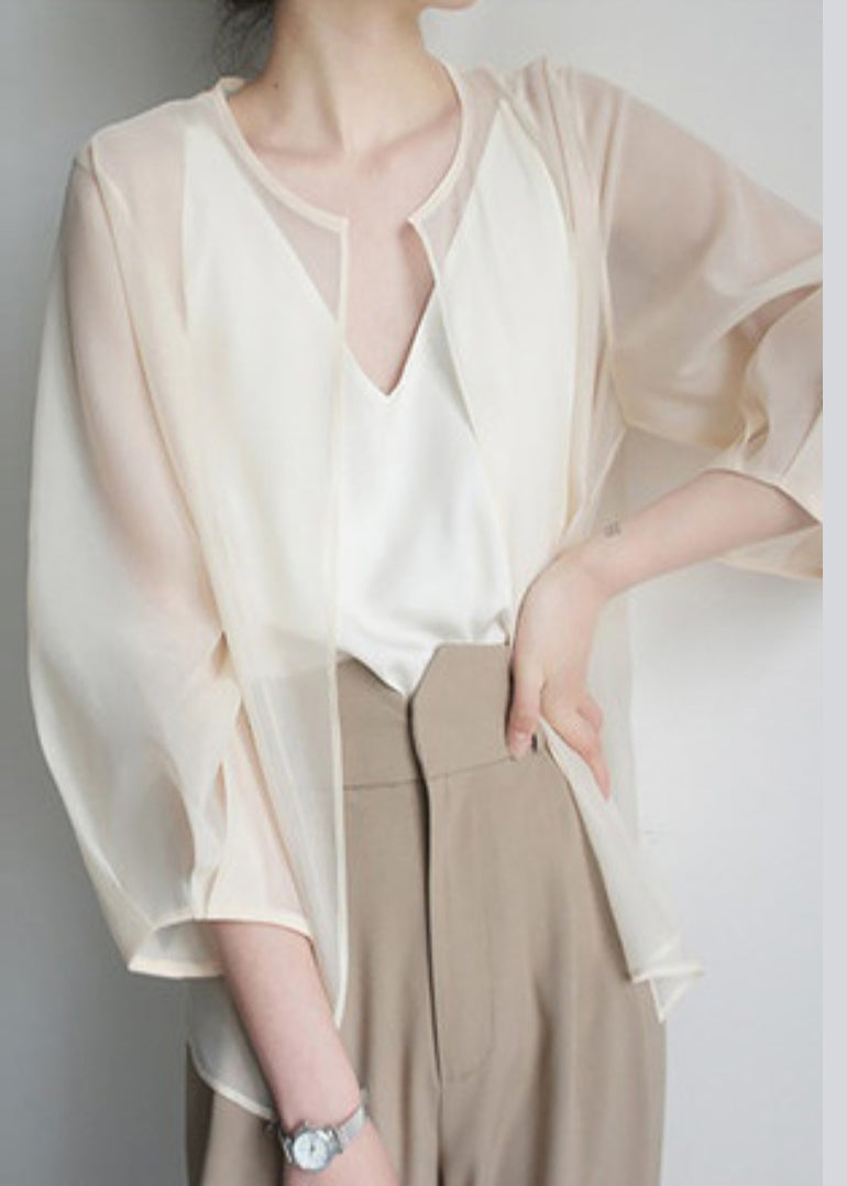 Beautiful Apricot Organza UPF 50+ Cardigans Summer TZ014