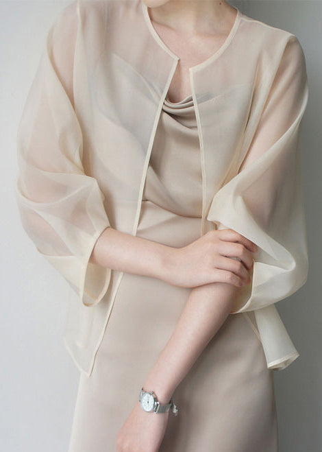 Beautiful Apricot Organza UPF 50+ Cardigans Summer TZ014