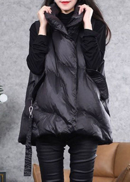 Beautiful Black Peter Pan Collar zippered Duck Down Winter down vest QD001