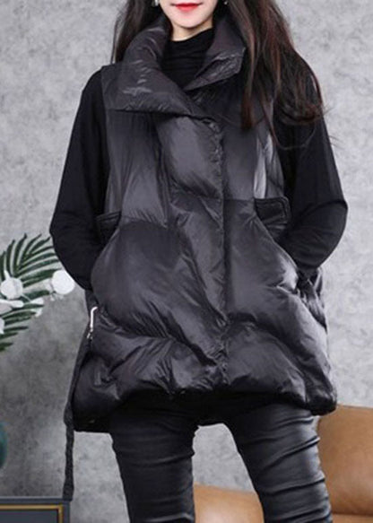 Beautiful Black Peter Pan Collar zippered Duck Down Winter down vest QD001