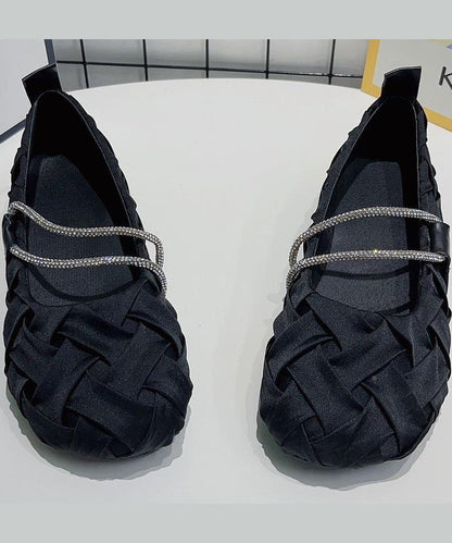 Beautiful Black Wrinkled Comfy Flat Shoes AP1045