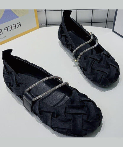 Beautiful Black Wrinkled Comfy Flat Shoes AP1045