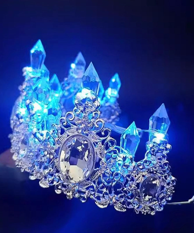 Belle couronne creuse en alliage de zircon bleu pour enfants IU055