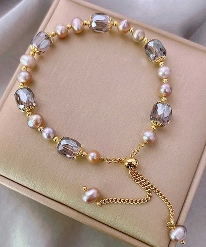 Beautiful Gold Sterling Silver Overgild Pearl Crystal Tassel Charm BraceletFine Silk Sterling Silver Broken Silver Gypsophila Necklace ET004