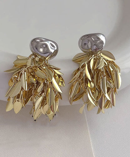 Beautiful Gold Sterling Silver Overgild Tassel Drop Earrings MM090