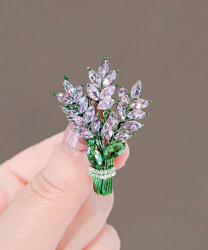 Beautiful Green Alloy Crystal Lavender Brooches QQ048