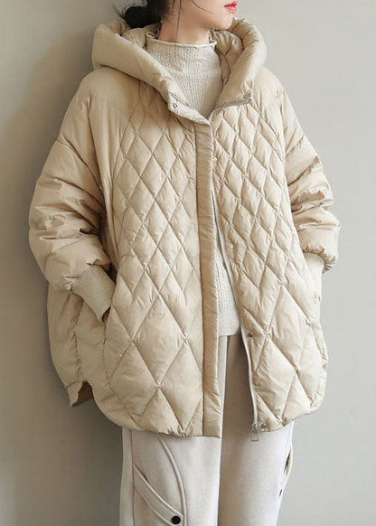 Beautiful Khaki Zip Up Casual Duck Down Winter down coat QD008