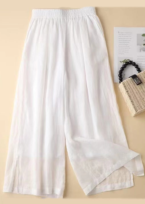 Elastische Schöne Hose Offene Taille Lavendel Gerade Leinen Seite
