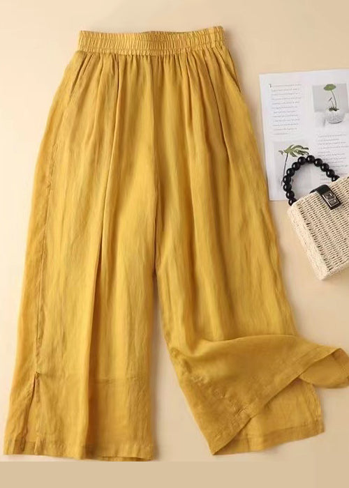 Elastische Schöne Hose Offene Taille Lavendel Gerade Leinen Seite