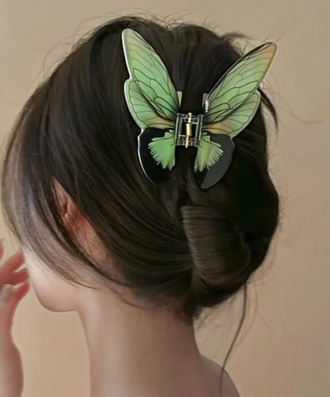 Belle épingle à cheveux papillon en alliage vert clair AB1085