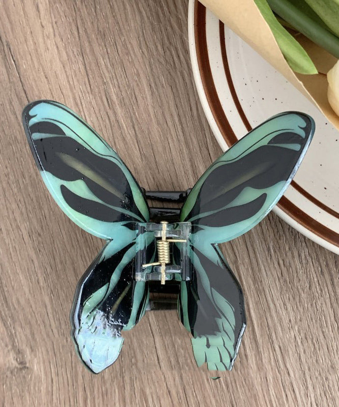 Belle épingle à cheveux papillon en alliage vert clair AB1085