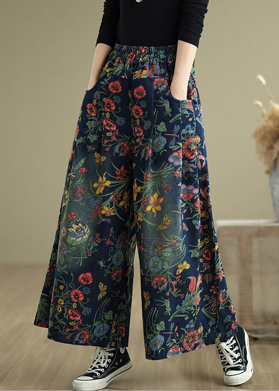 Leg Denim Beautiful Pants Wide Print Summer Navy Oversized
