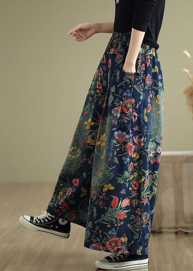 Leg Denim Beautiful Pants Wide Print Summer Navy Oversized