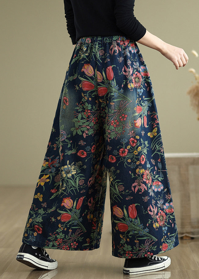 Leg Denim Beautiful Pants Wide Print Summer Navy Oversized