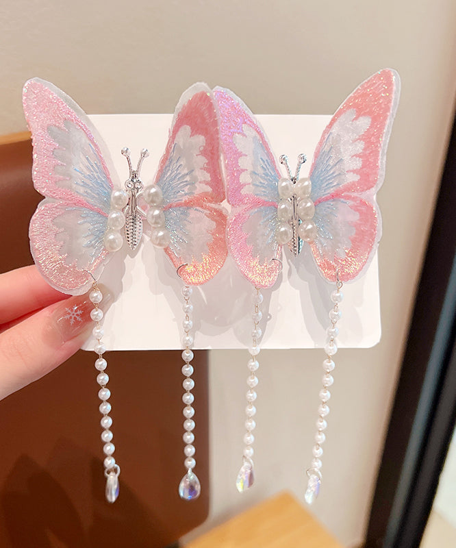 Magnifique épingle à cheveux en alliage violet avec tulle et perles papillon pour fille, YG036