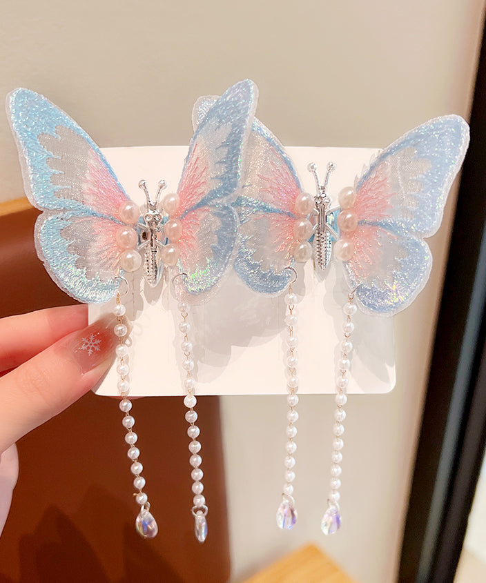 Magnifique épingle à cheveux en alliage violet avec tulle et perles papillon pour fille, YG036