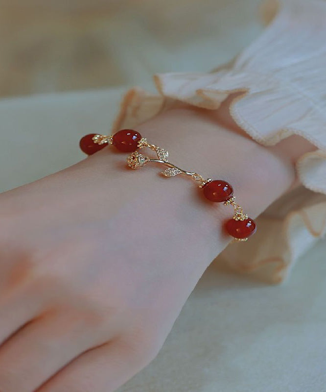 Sterling Zircon Charm Red Silver Beautiful Agate Overgild