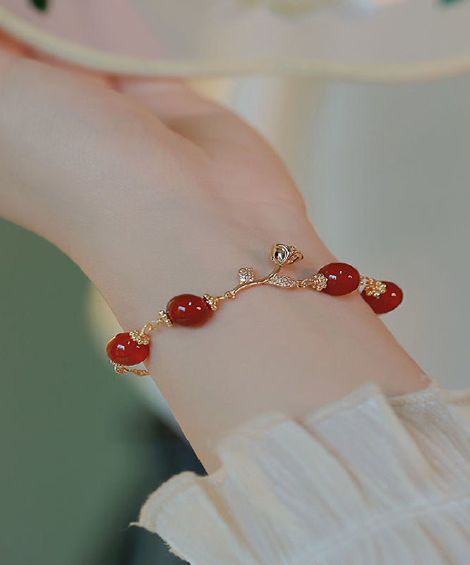 Sterling Zircon Charm Red Silver Beautiful Agate Overgild