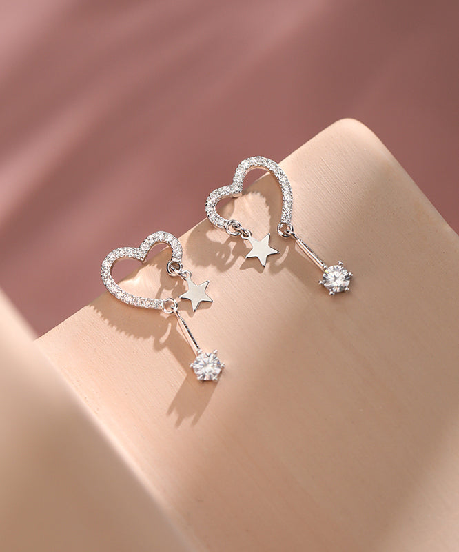 Silk Star Beautiful Love Drop Silver Sterling Zircon Tasses