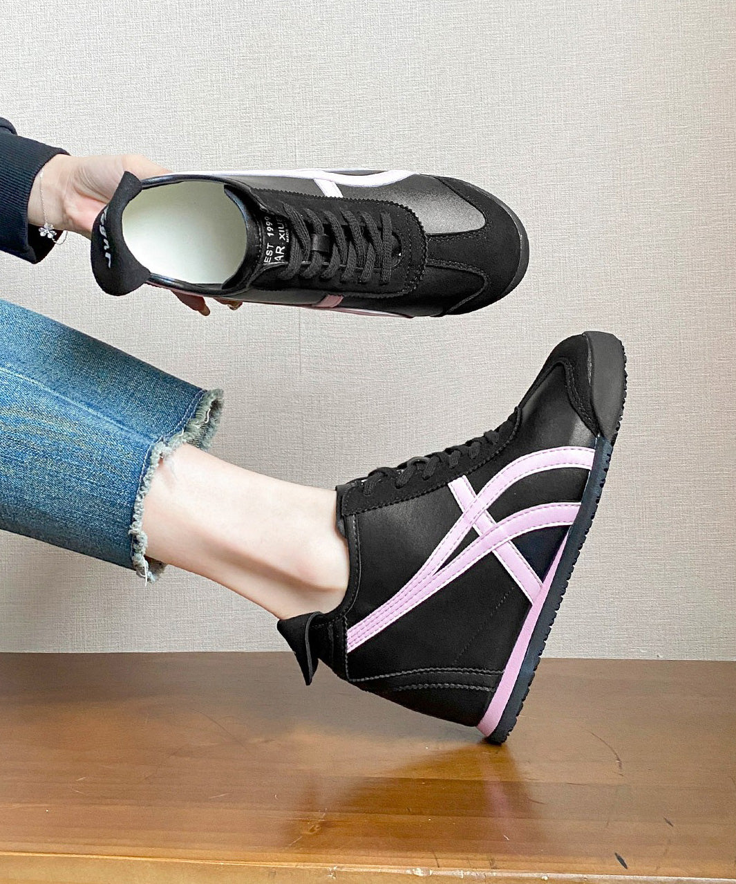 Spleißen Hohe Keilabsätze Leder Kunstleder Schuhe Schöne Rosa