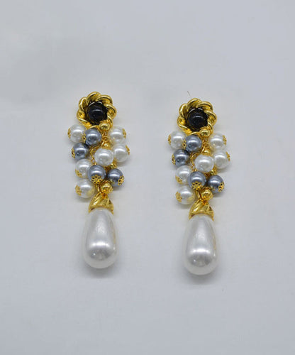 Beautiful White Sterling Silver Alloy Pearl Drop Earrings QZ012