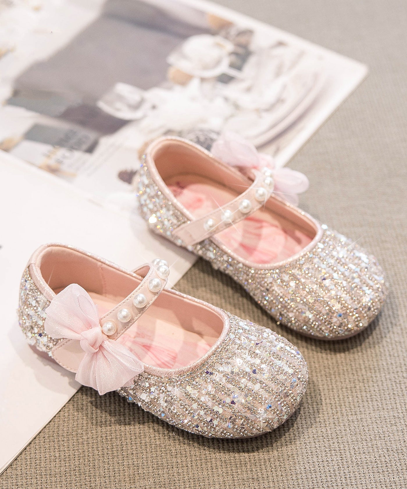 Schuhe 2025 Beige Weiche Neue Boden Zirkon Prinzessin