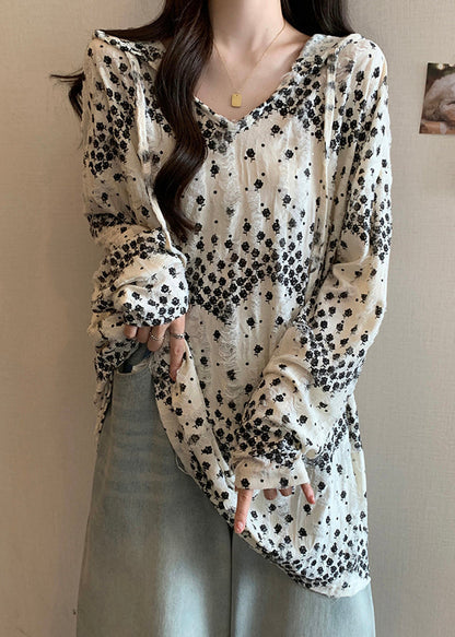 Beige Lace Up Cozy Cotton Top Hooded Fall AM1004