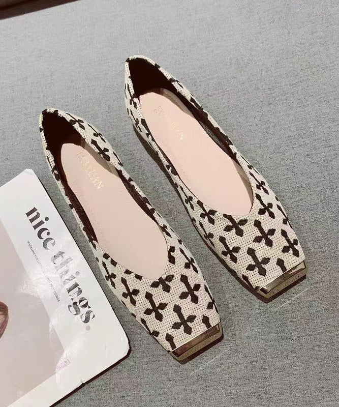 Chaussures Pieds Coton Beige Tissu Plat 2025 Imprimé Neuf