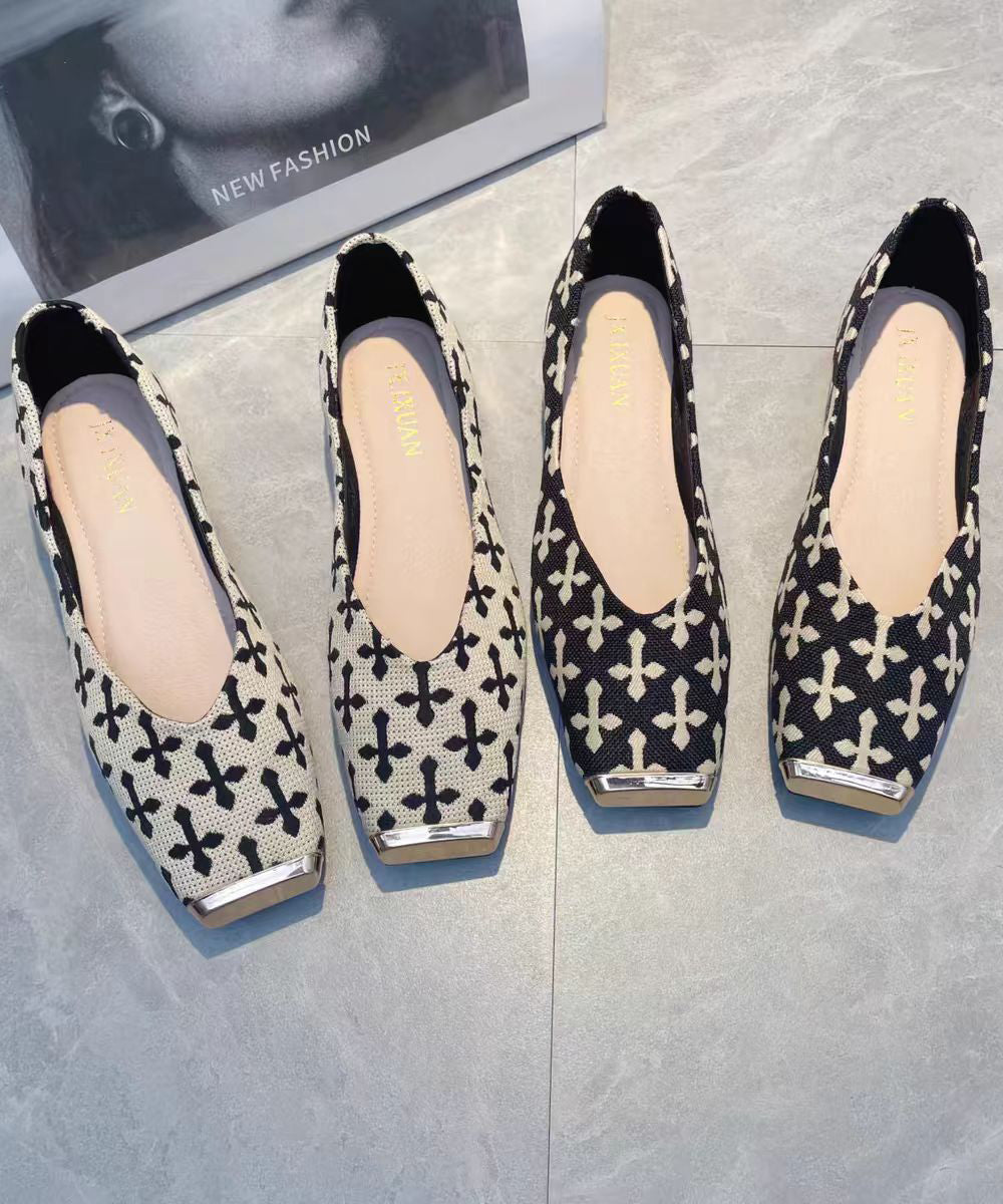 Chaussures Pieds Coton Beige Tissu Plat 2025 Imprimé Neuf