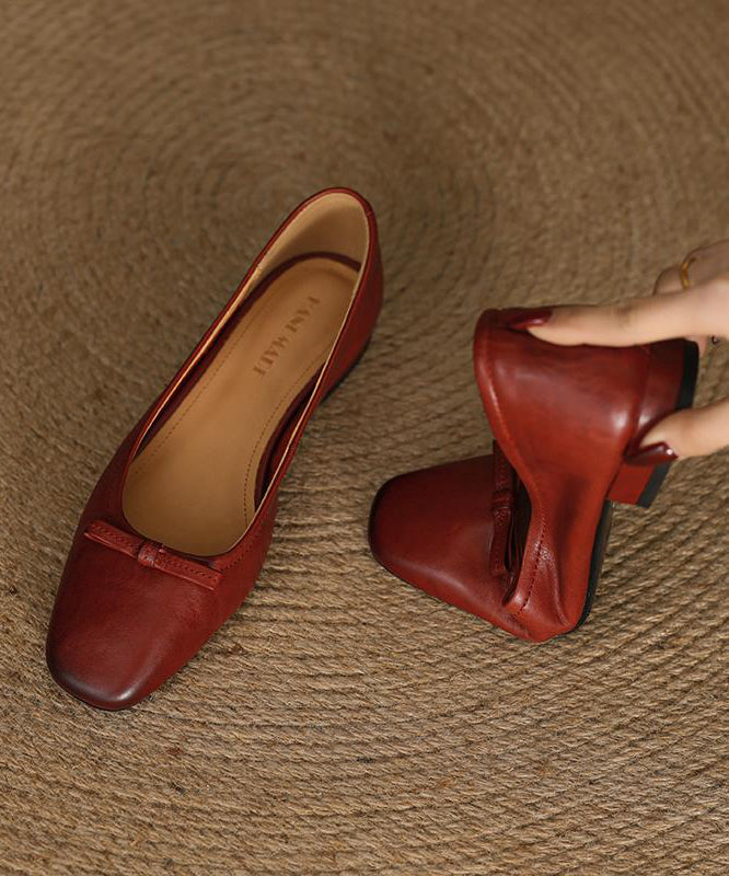 Splicing Black Flats Cowhide Bow Leather Comfortable