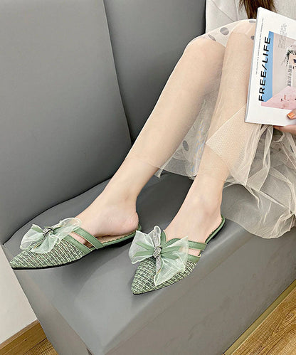 Black Breathable Tulle Splicing Slide Sandals Pointed Toe JJ005