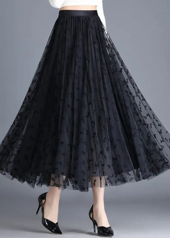 Black Butterfly Tulle A Line Skirts Wear On Both Sides Spring Ada Fashion