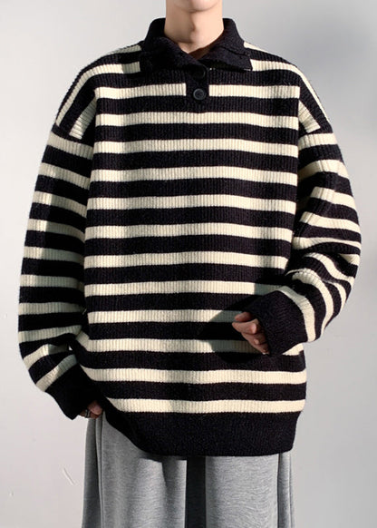 Black Button Knit Men Sweaters Turtleneck Winter RJ045