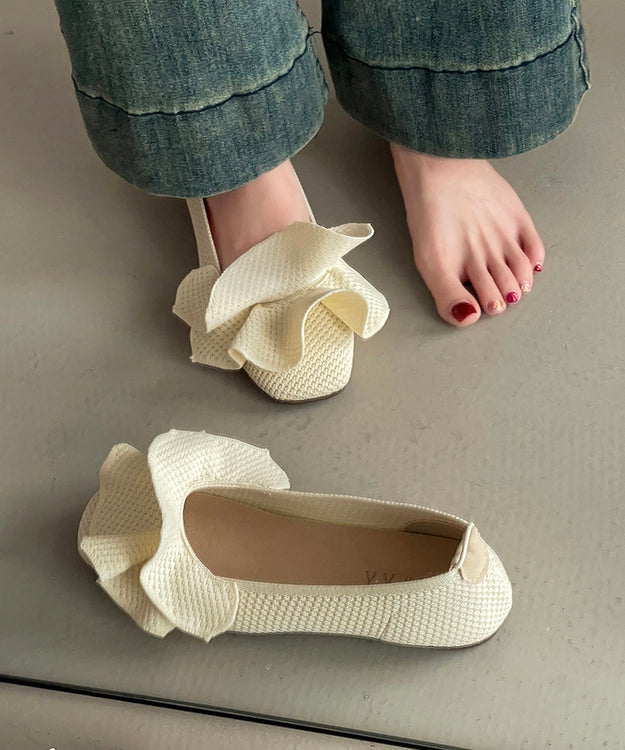 Shoes Splicing Fabric Flat Black Comfy Knit Ruffled