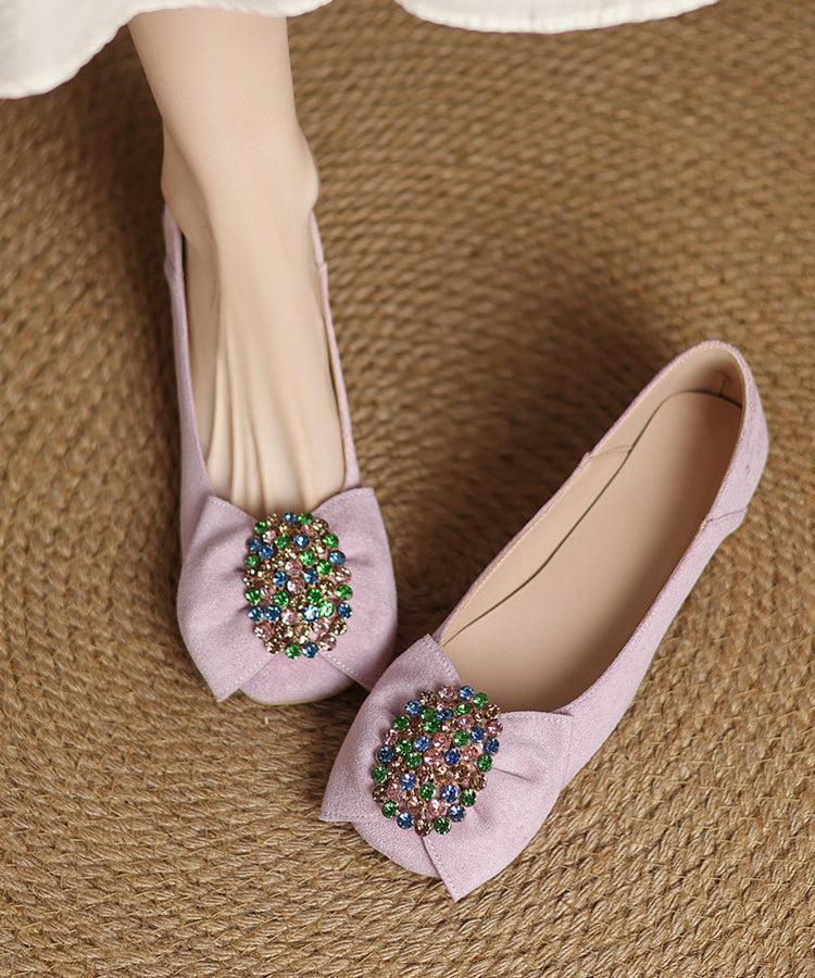 Mocassins confortables en daim Penny avec nœud noir en zircon