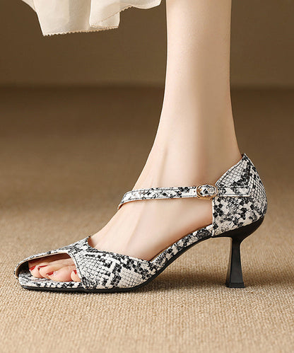 Black White Serpentine Stylish Hollow Out Stiletto Heels Sandals XC1024