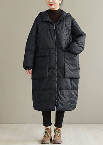 Black warm Duck Down Winter Coats Zip Up Winter QD007