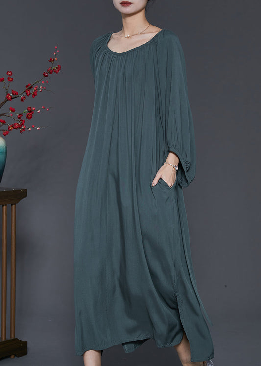 Robe longue en coton vert noirâtre surdimensionnée pour le printemps SD1017