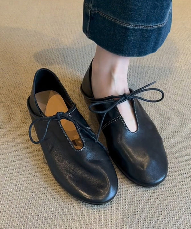 Chaussures bleues pour femmes en cuir, plates, à lacets, en cuir de vachette