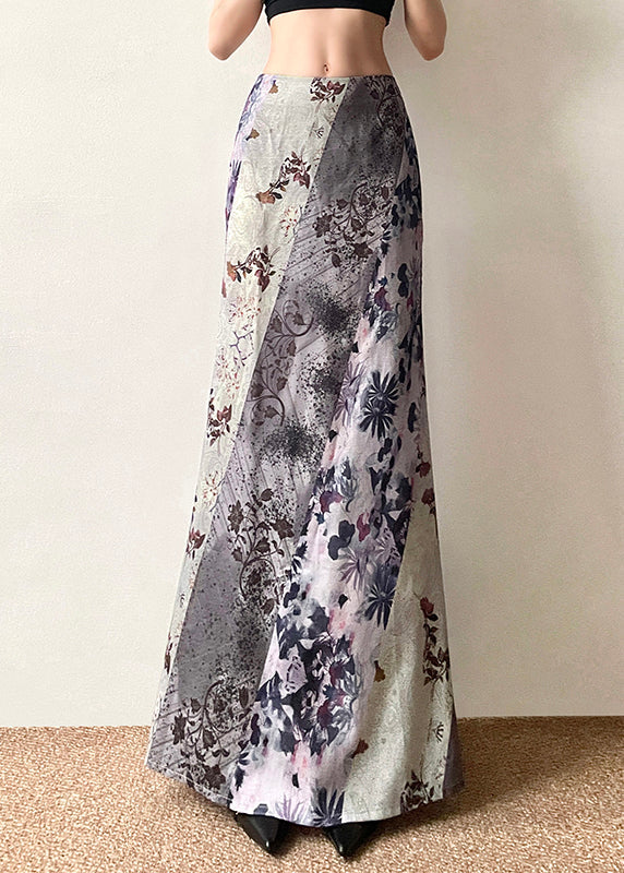 Röcke Taille Böhmische Hohe Asymmetrische Drucken Patchwork Baumwolle