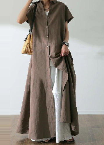 Dress Shirt Cotton Oversized Bohemian Summer Beige