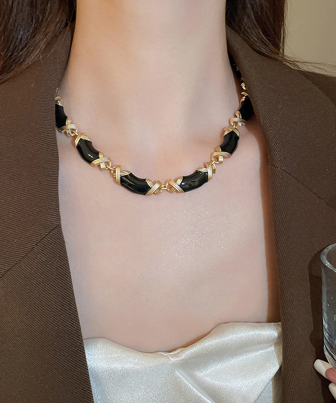 Glaze Black Gratuated Alloy Bohemian Necklace Drip Bead