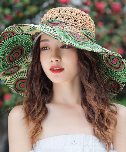 Bohemian Green Hollow Out Grass Weaving Sun Hat YU1017