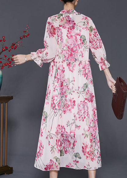 Böhmisches Chiffonkleid mit Rüschenmuster, Rosa, Frühling, SD1001