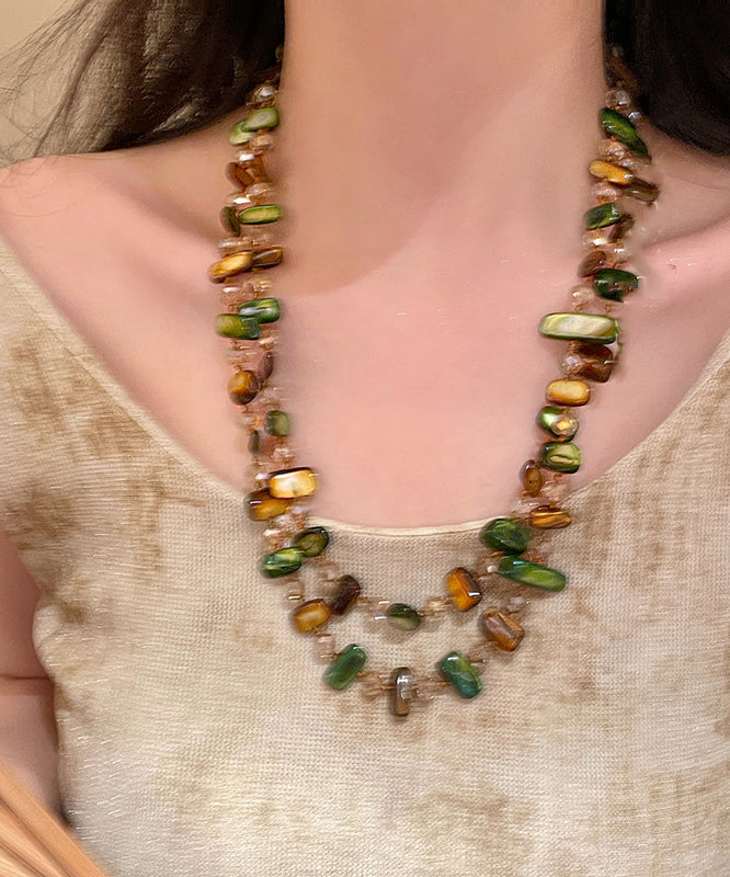 Bead Gratuated Rainbow Bohemian Beading Shell Necklace Alloy