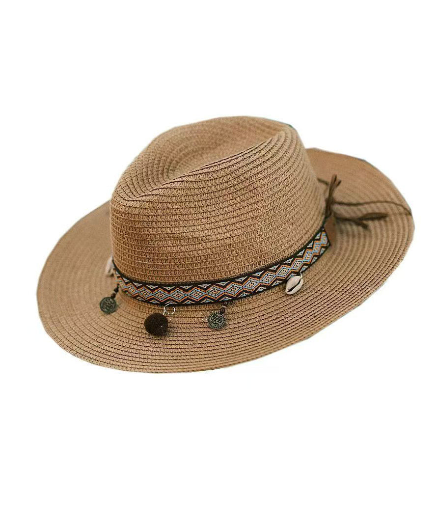 Style Hat Bohemian Holiday Cowboy Woven Beach Straw