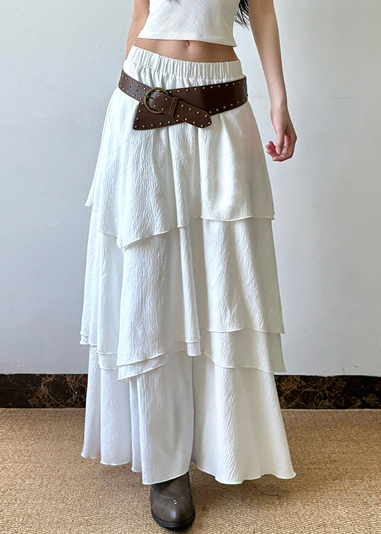 Röcke Taille Sommer Baumwolle Weiß Geschichteten Solide Elastische